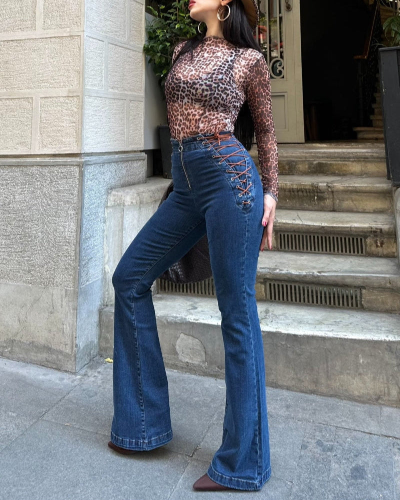 Corset style flare jean