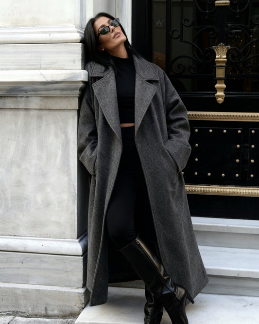 Long-line Wrap Coat με Ζώνη – Soft-Touch Finish