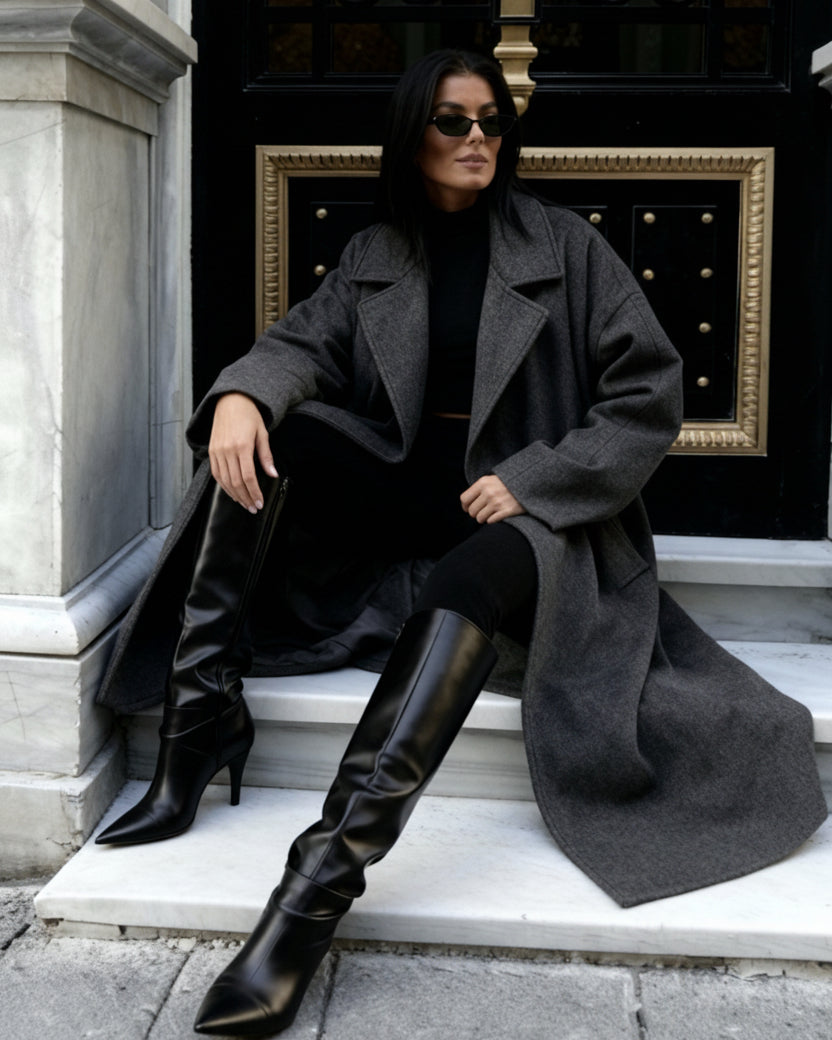 Long-line Wrap Coat με Ζώνη – Soft-Touch Finish