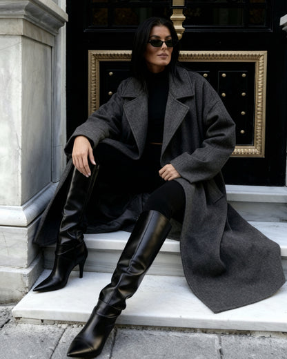 Long-line Wrap Coat με Ζώνη – Soft-Touch Finish