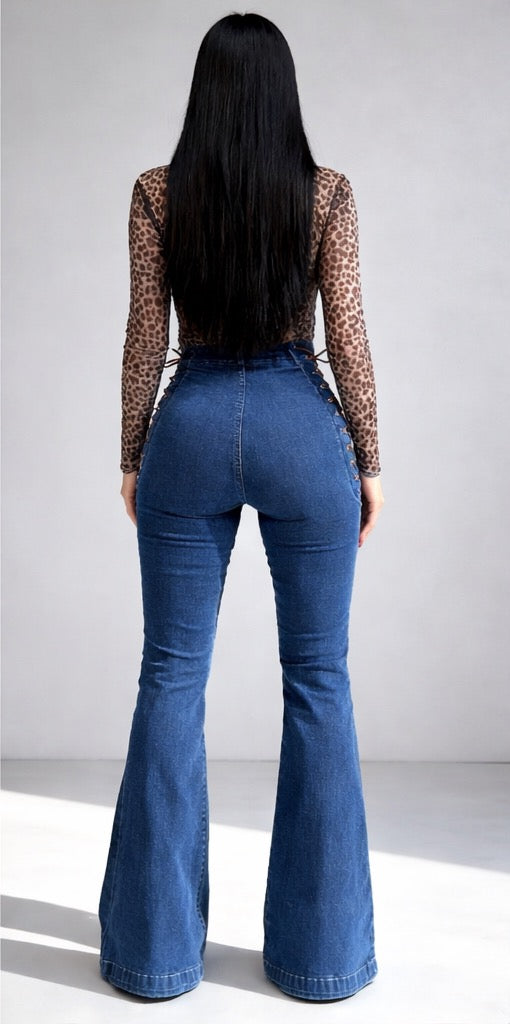 Corset style flare jean