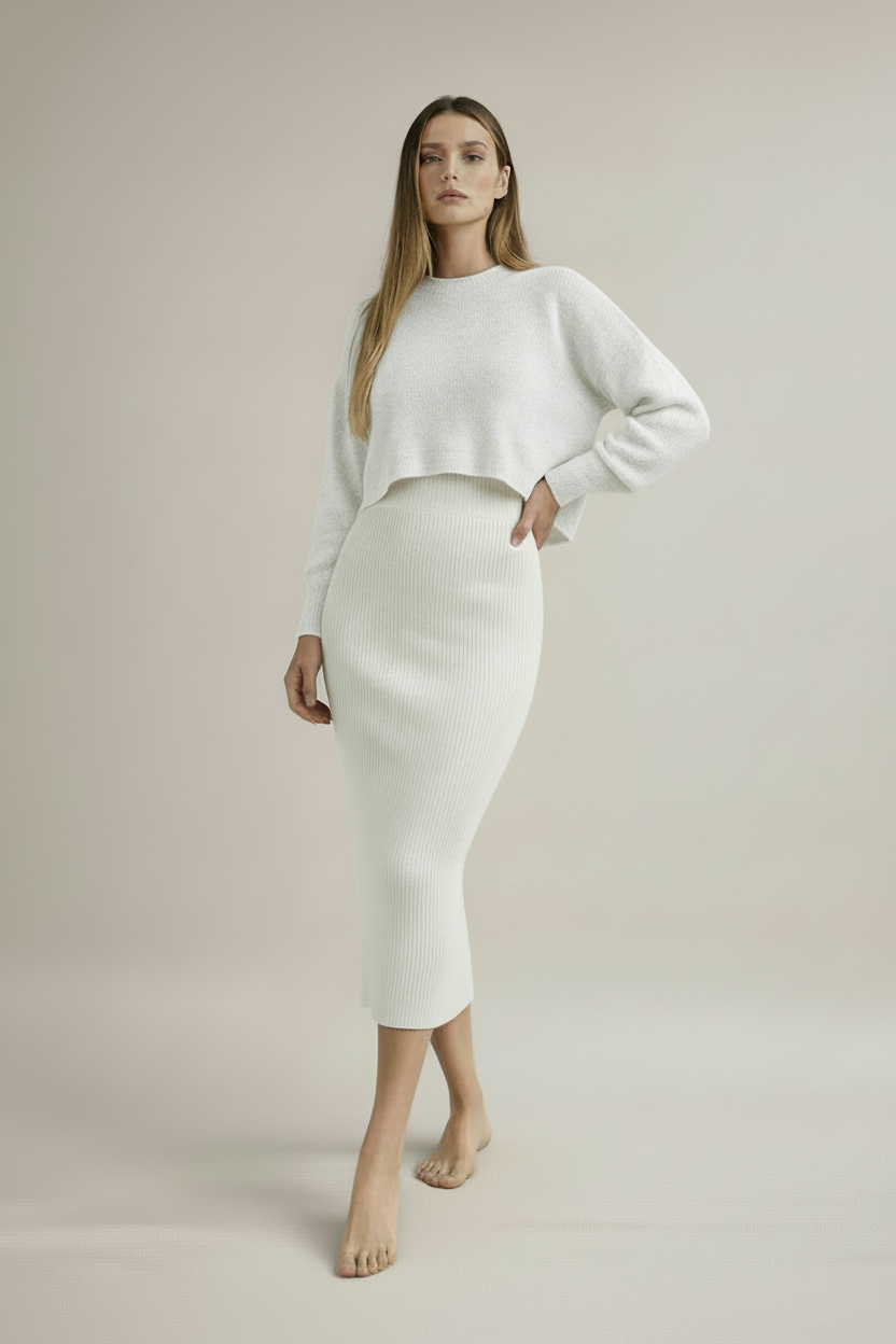 Cozy Ribbed Knit Dress – Minimal Chic Γραμμή